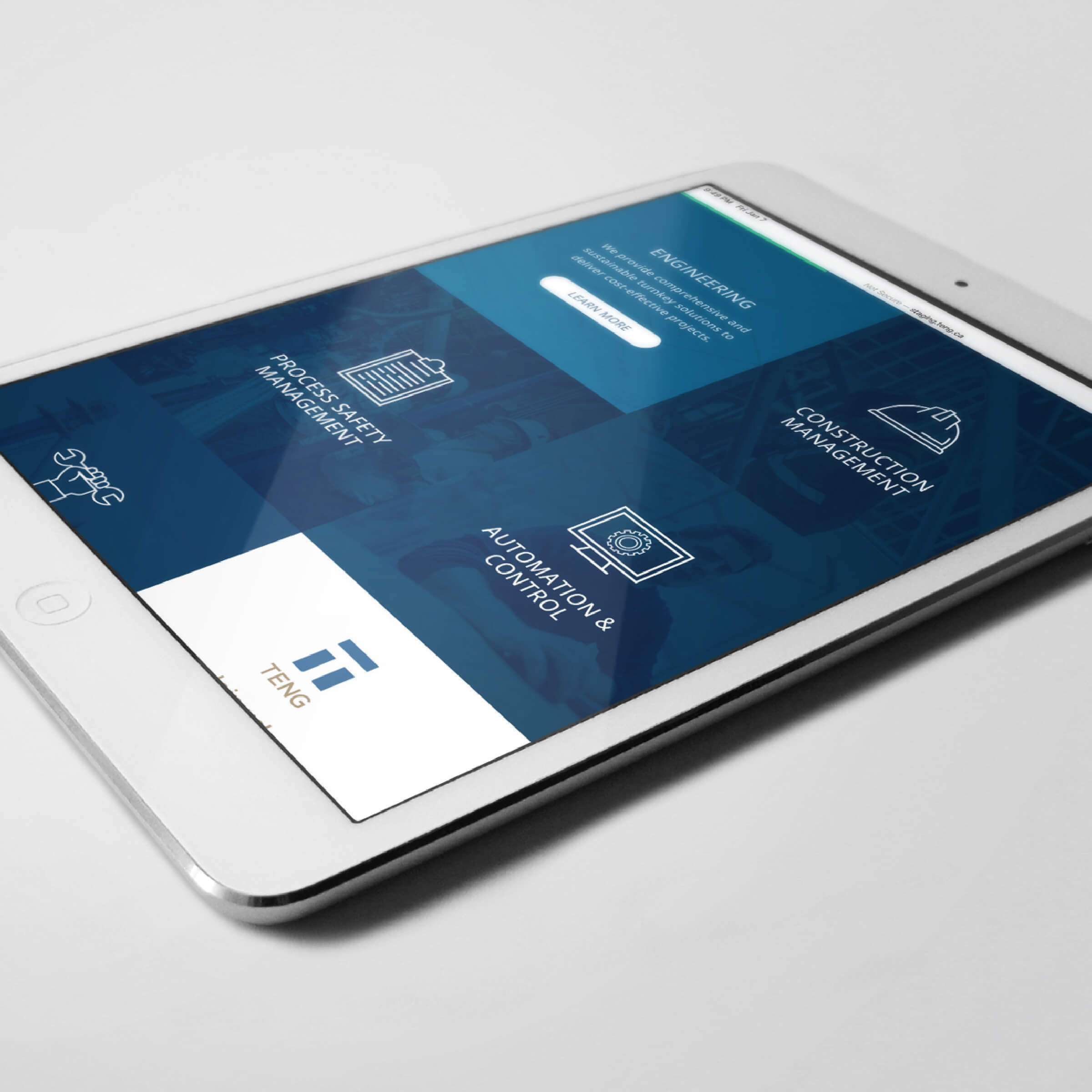 TENG Inc Website Design - iPad Mobile Mockup