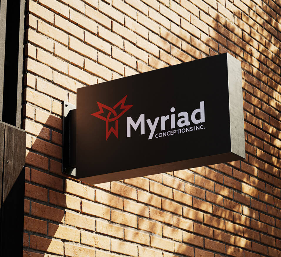 Myriad Conceptions Inc. Logo on Sign